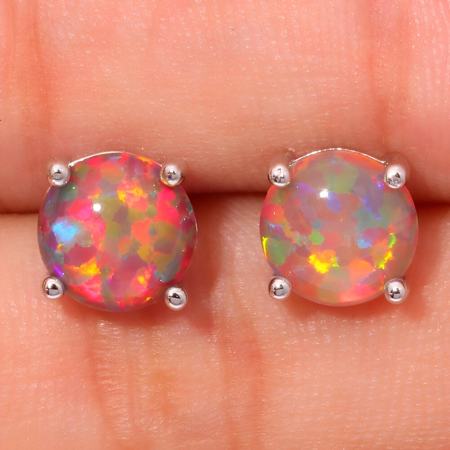 Millie – Pendientes Ópalo de Fuego Naranja & Plata