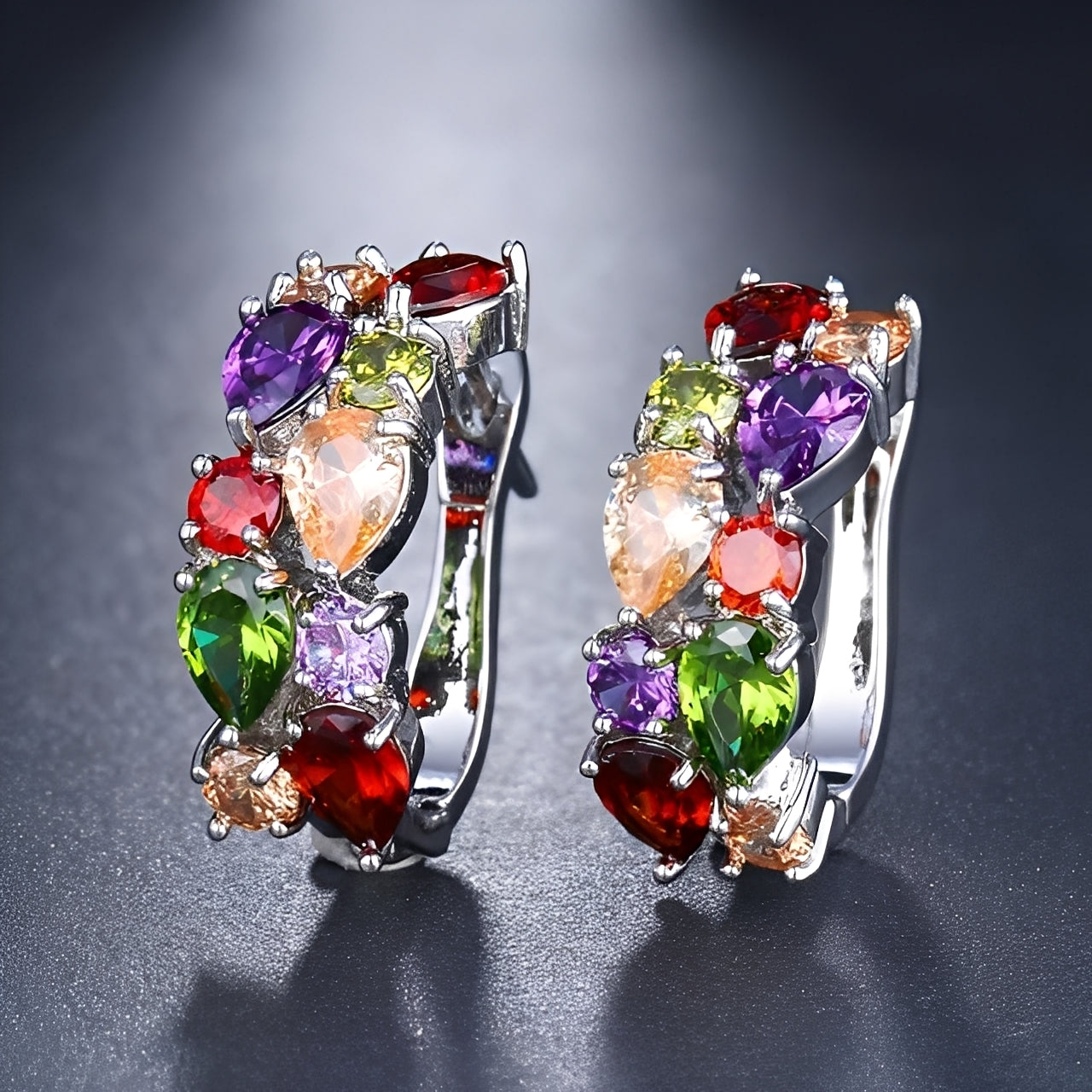 Telma – Pendientes Chic Multicolores Oro Rosa