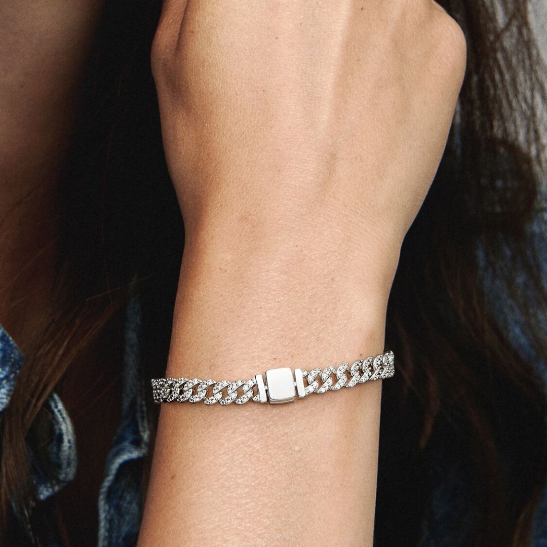 Soraya – Pulsera Cadena Cubana en Moissanita Oro 18K