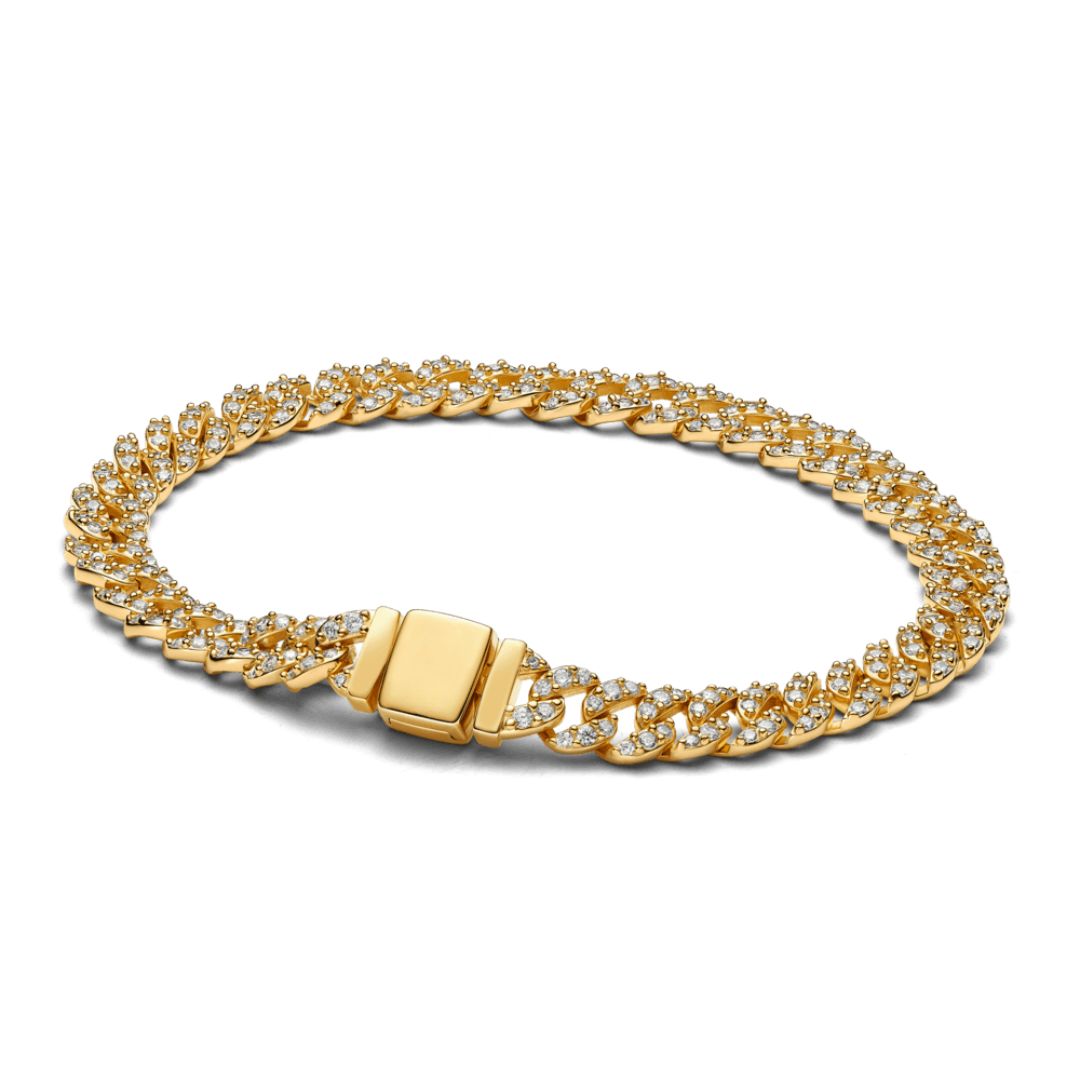 Soraya – Pulsera Cadena Cubana en Moissanita Oro 18K