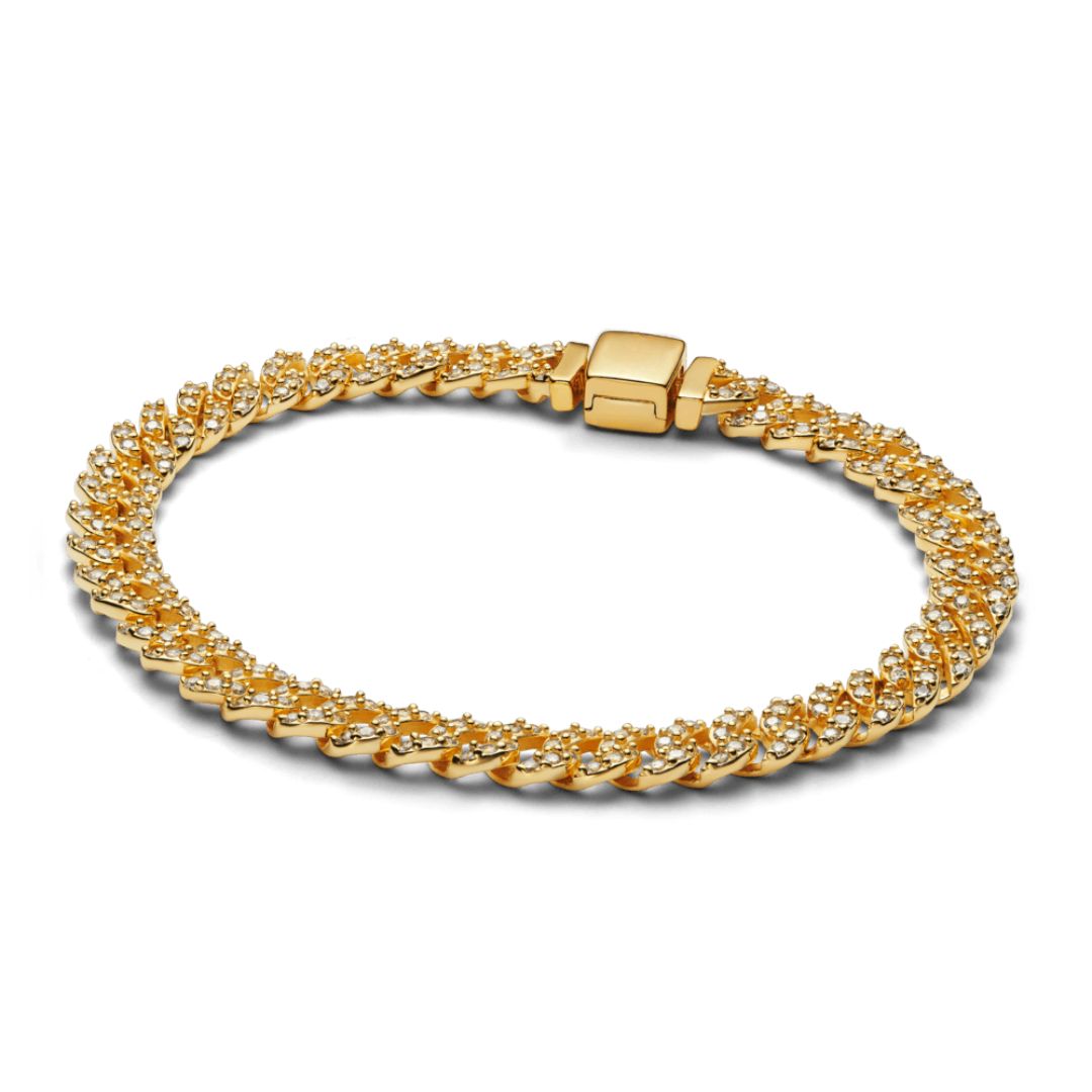 Soraya – Pulsera Cadena Cubana en Moissanita Oro 18K