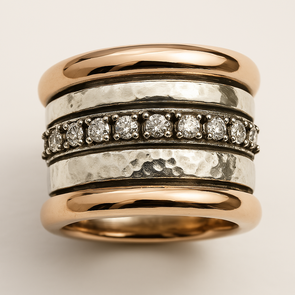 Naelle – Anillo Grueso Vintage con Capas Doradas