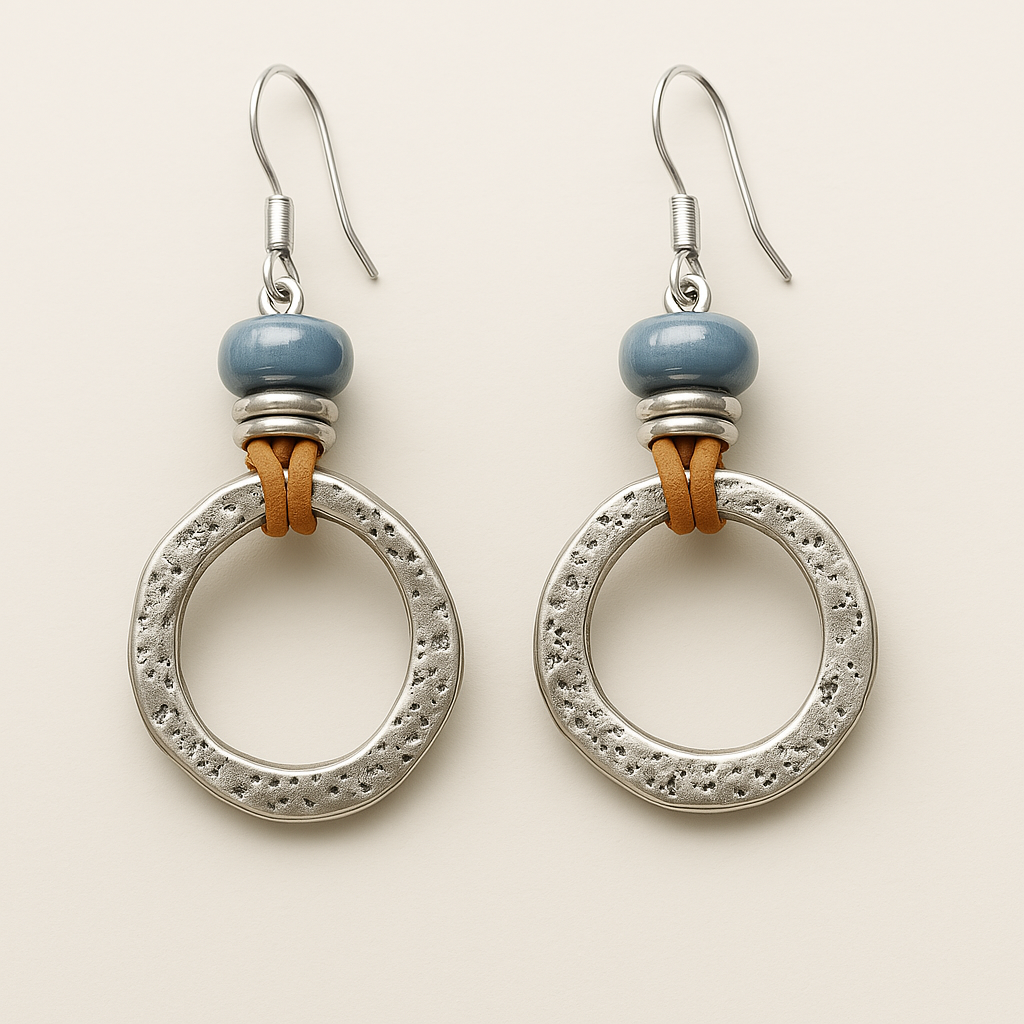 Mira – Pendientes Plateados Círculo de Estilo Boho Vintage