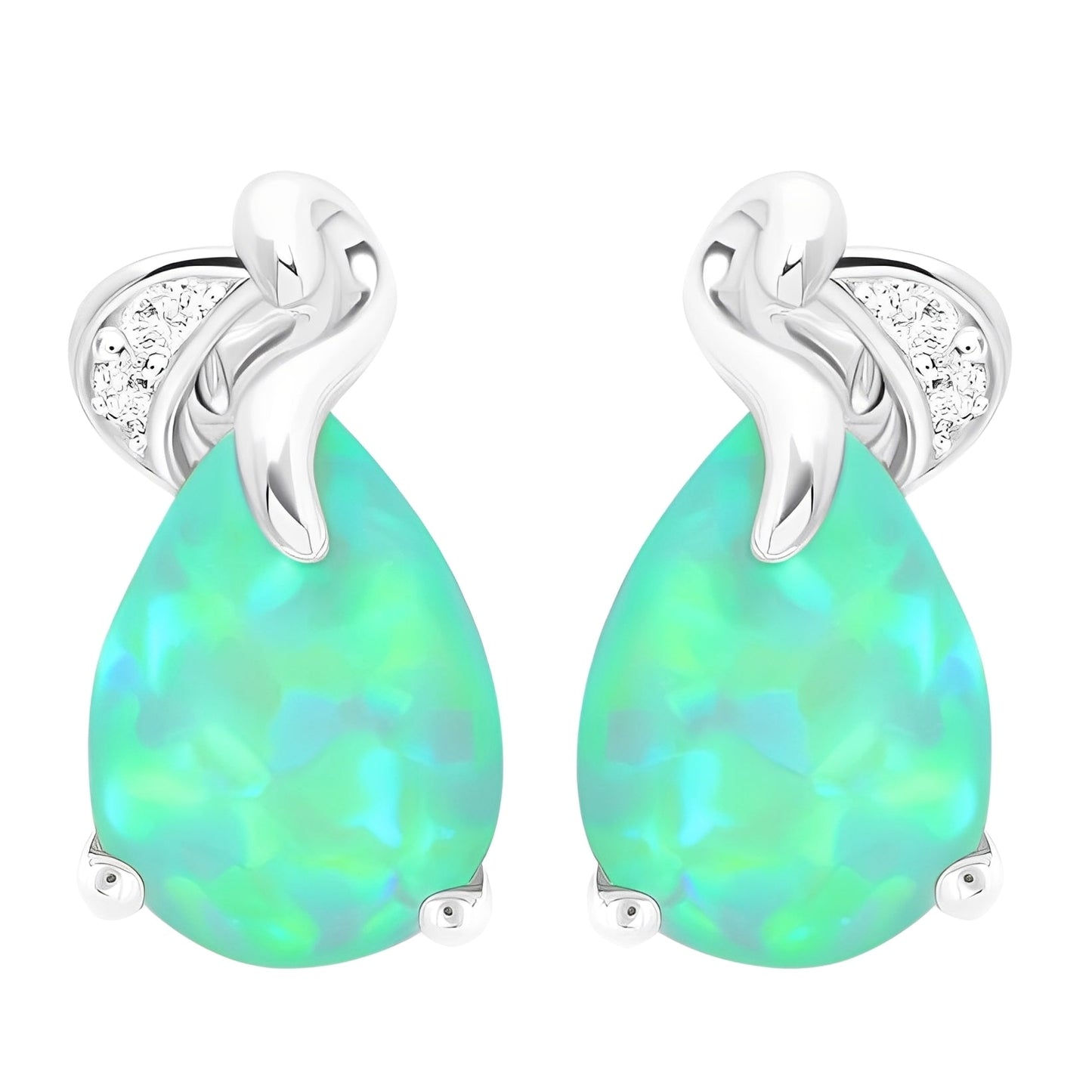 Isaline – Pendientes Brillantes Ópalo Verde & Plata