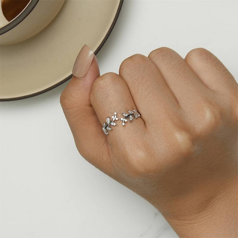 Anillo de Hoja de Rama - Anillo de Hoja de Árbol