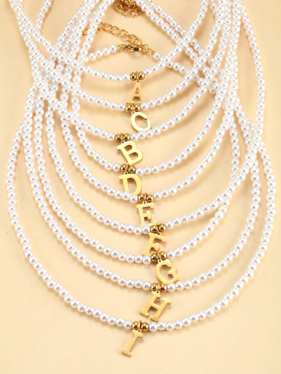 Collar de perlas con iniciales - Collar personalizado con perlas