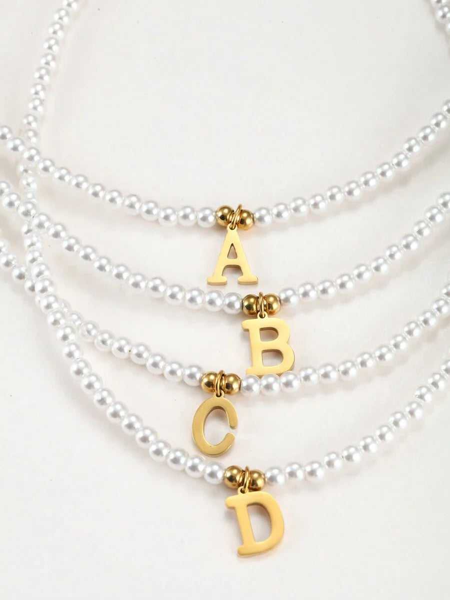 Collar de perlas con iniciales - Collar personalizado con perlas