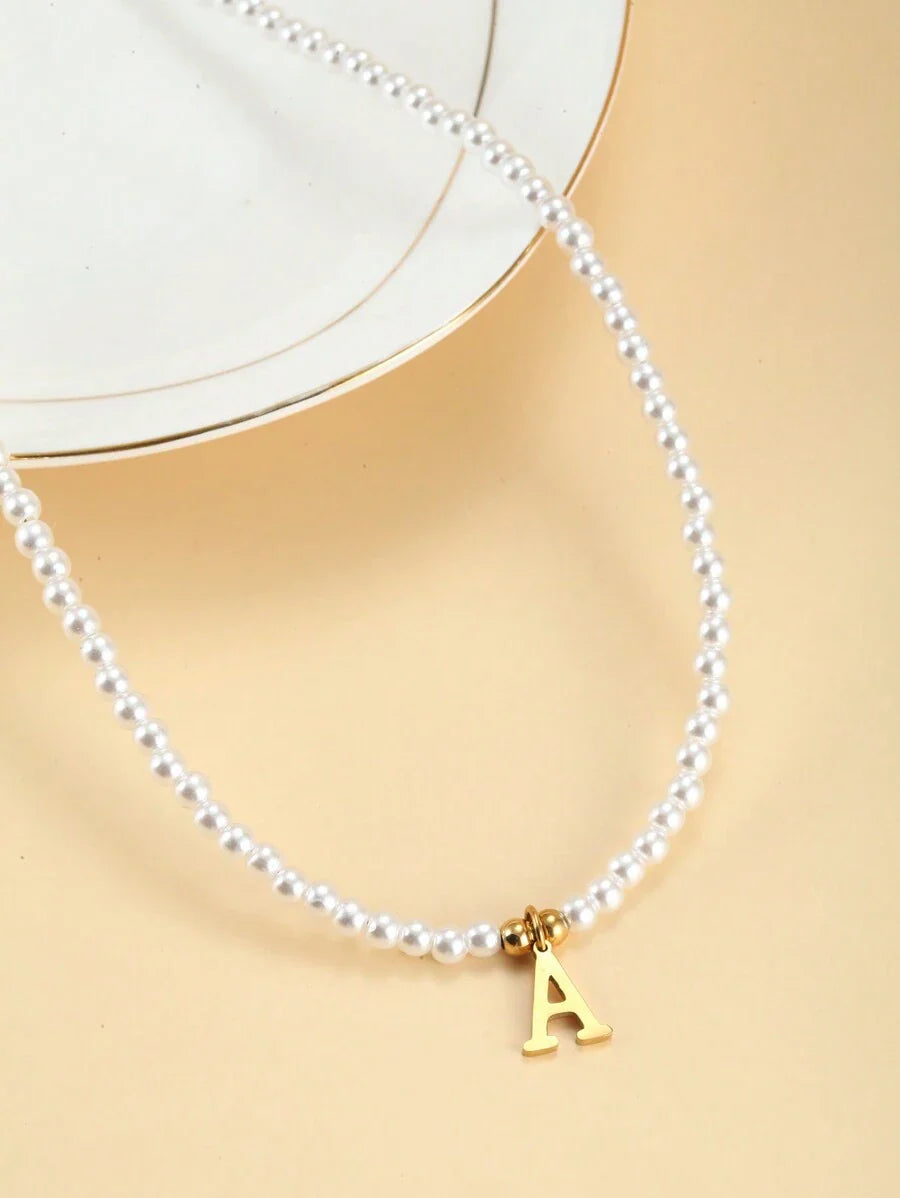 Collar de perlas con iniciales - Collar personalizado con perlas