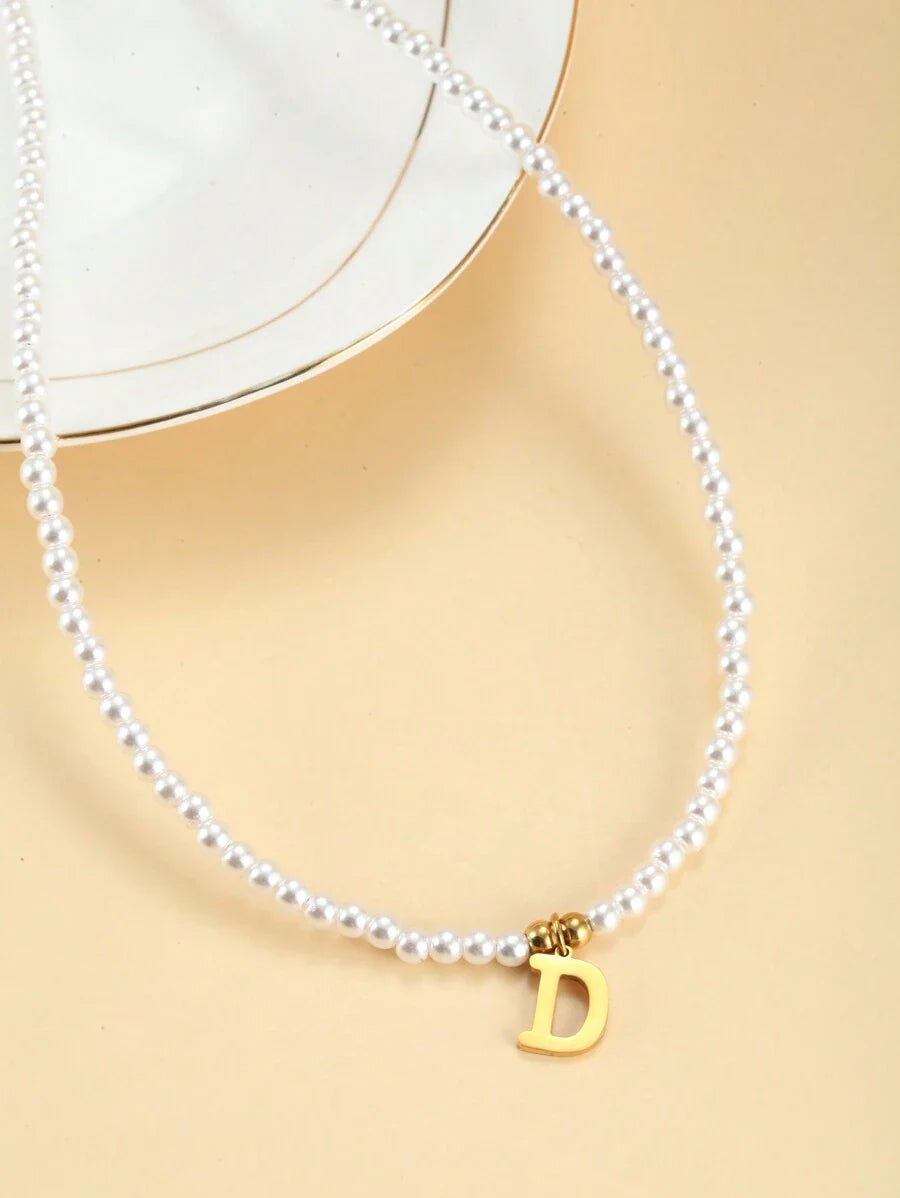 Collar de perlas con iniciales - Collar personalizado con perlas