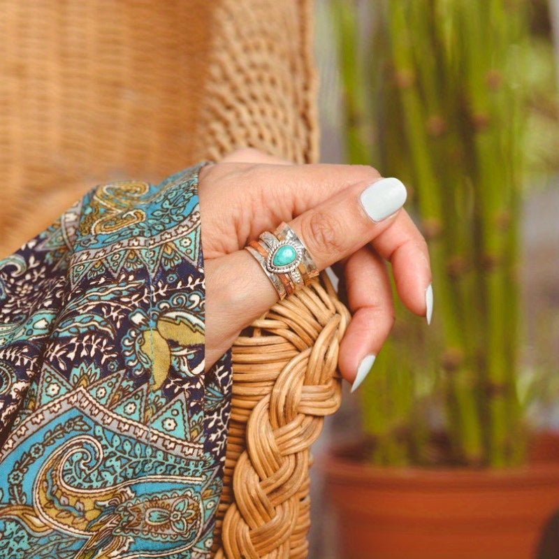 Alma – Anillo Vintage Bohemio en Turquesa