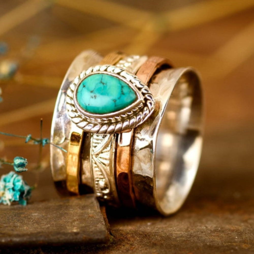 Alma – Anillo Vintage Bohemio en Turquesa