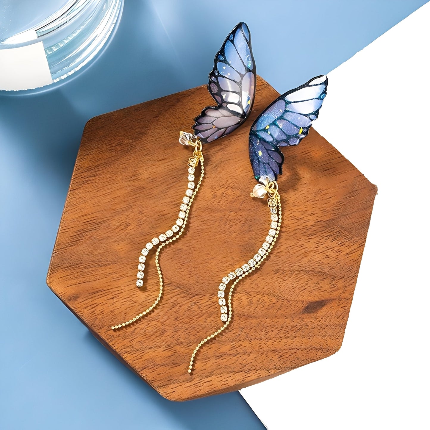 Lydia – Pendientes Mariposa Brillantes Colgantes