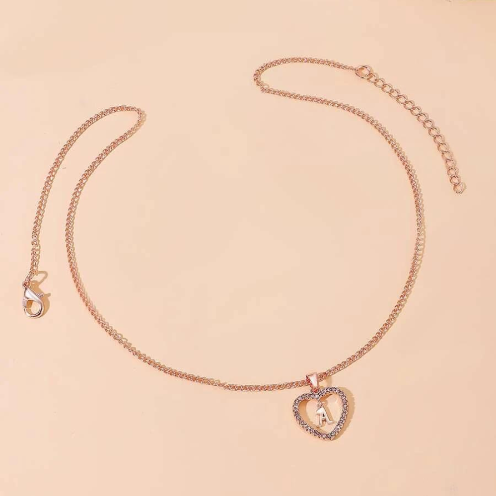 Collar de Corazón con Iniciales de Cristal