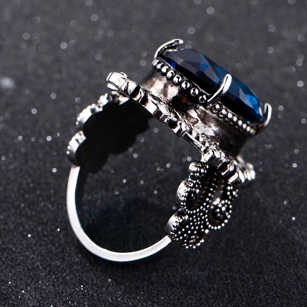 Ysoria – Anillo Pavo Real en Zafiro Azul Vintage