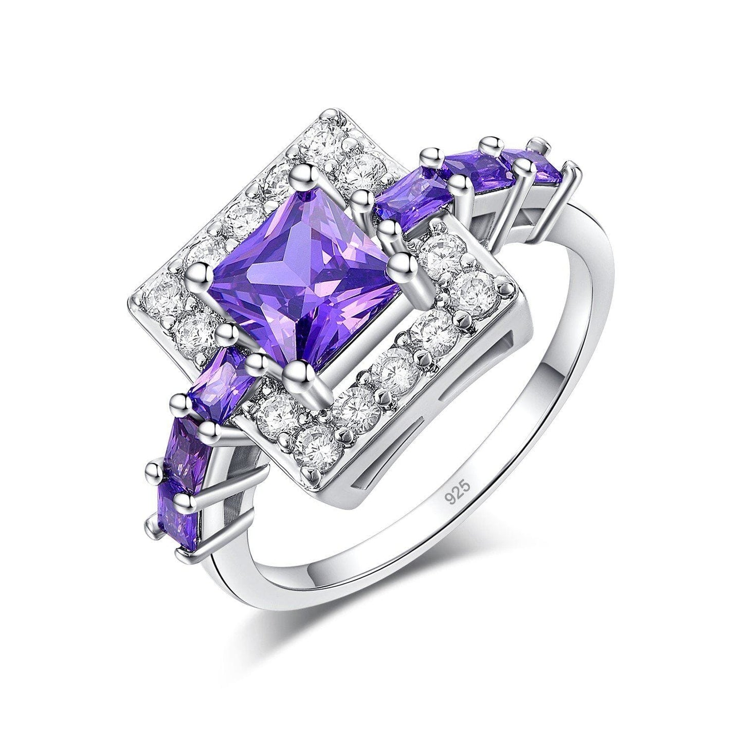 Lyra – Anillo Cuadrado en Ametista Cristal