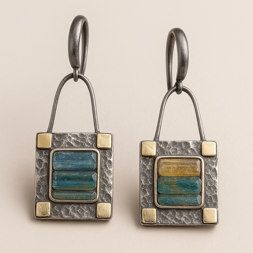 Naia – Pendientes con Cristales en Azul y Verde