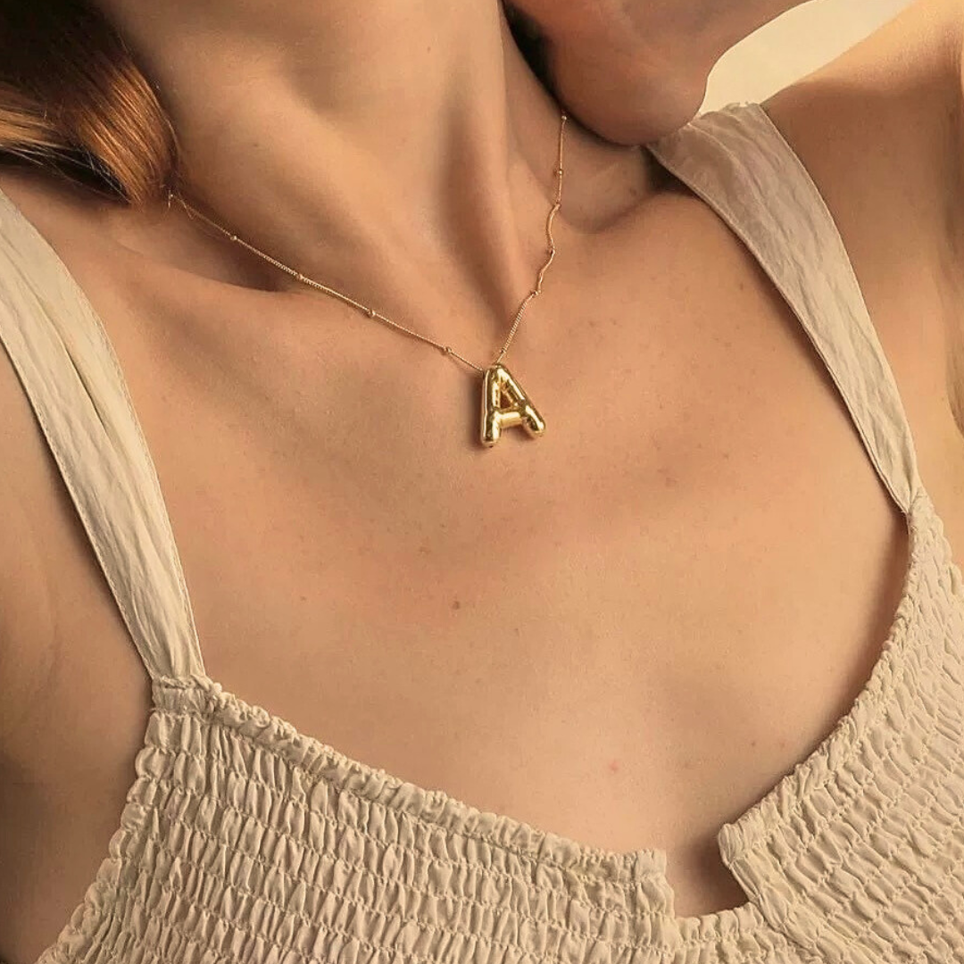 Collar de Iniciales de Oro con Bola