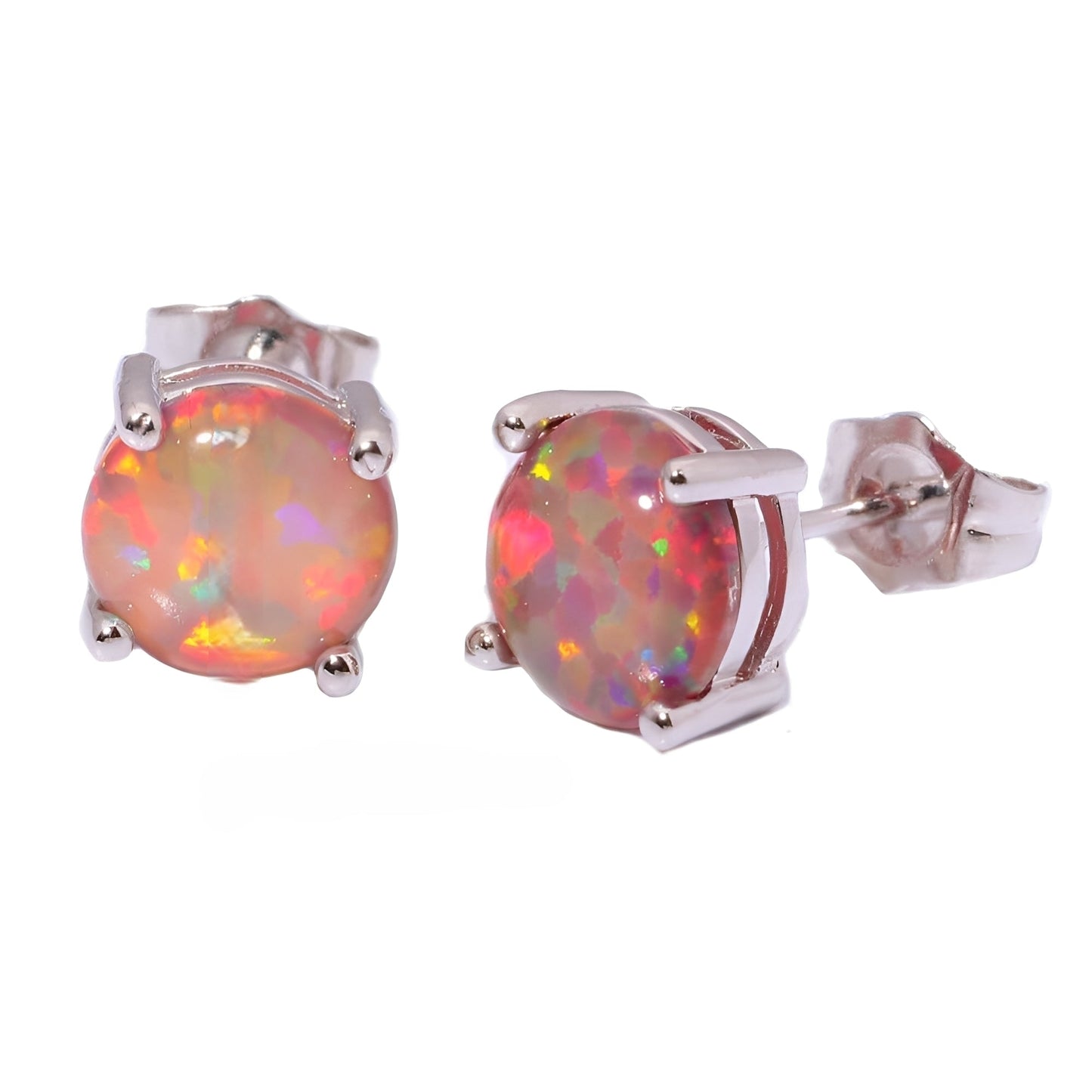 Millie – Pendientes Ópalo de Fuego Naranja & Plata