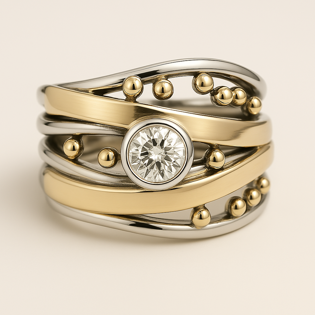 Dalia – Anillo Vintage Dorado con Circonita Incrustada