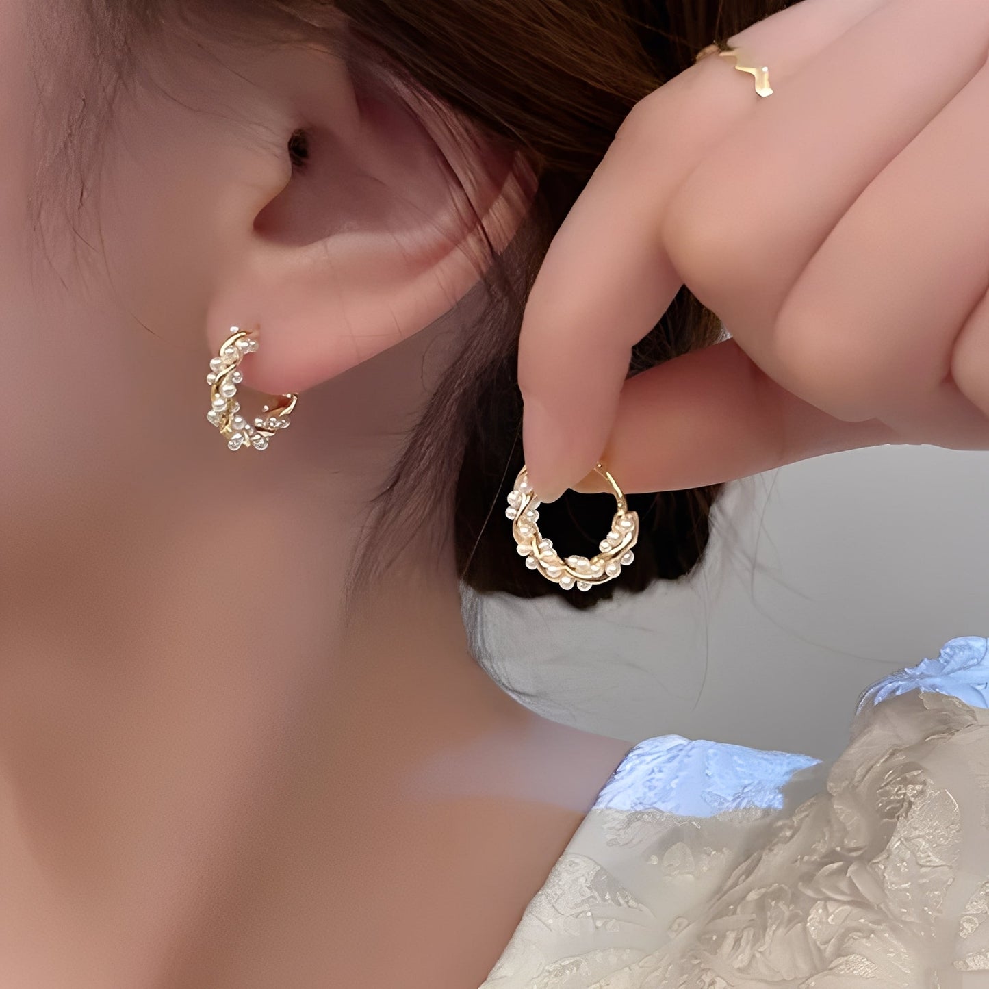 Ellie – Pendientes Perlas Torsadas