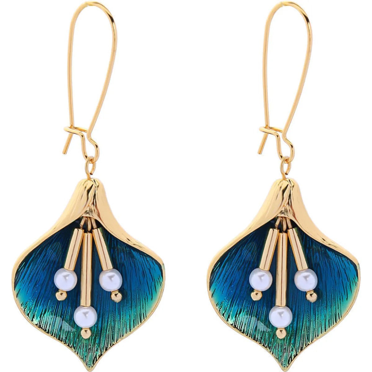 Nayeli – Pendientes Lotus Azul en Plata Vintage