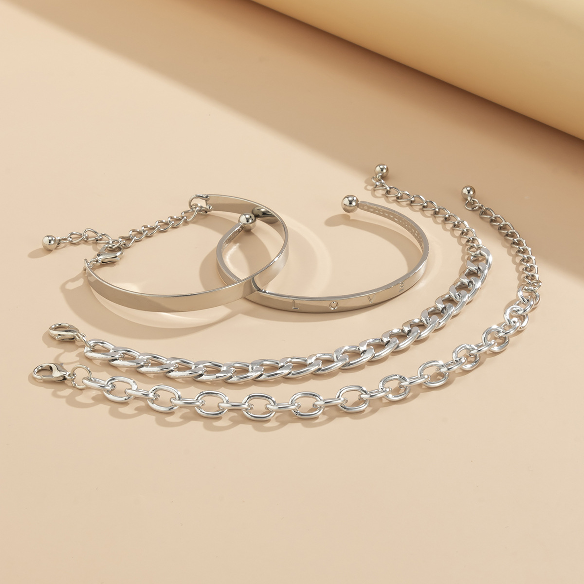 4-Cadena Pulsera - Pulsera Ajustable Set