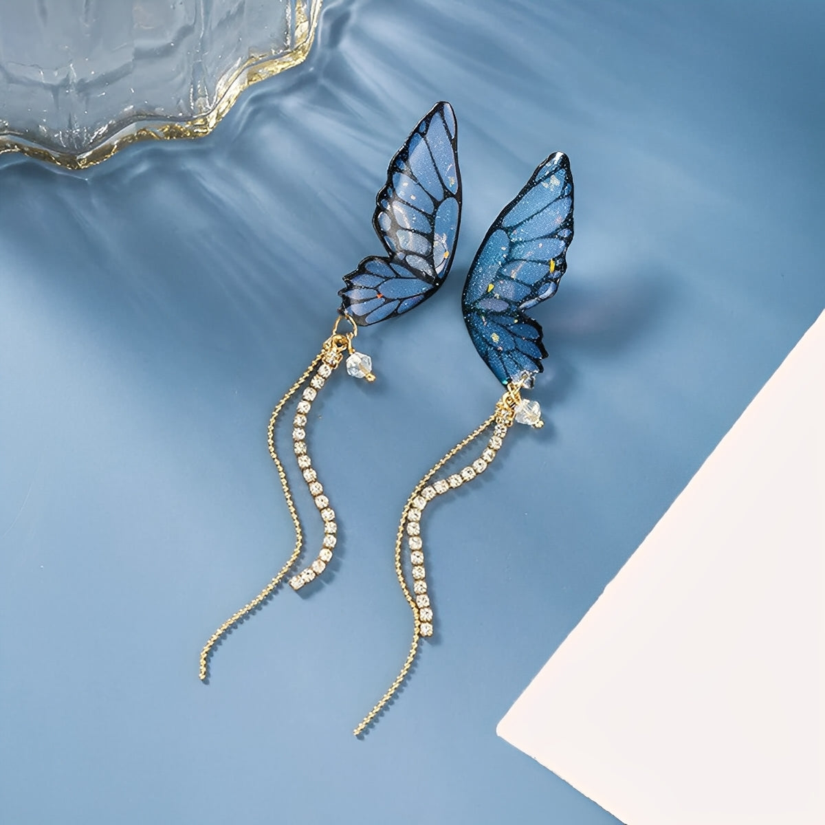 Lydia – Pendientes Mariposa Brillantes Colgantes