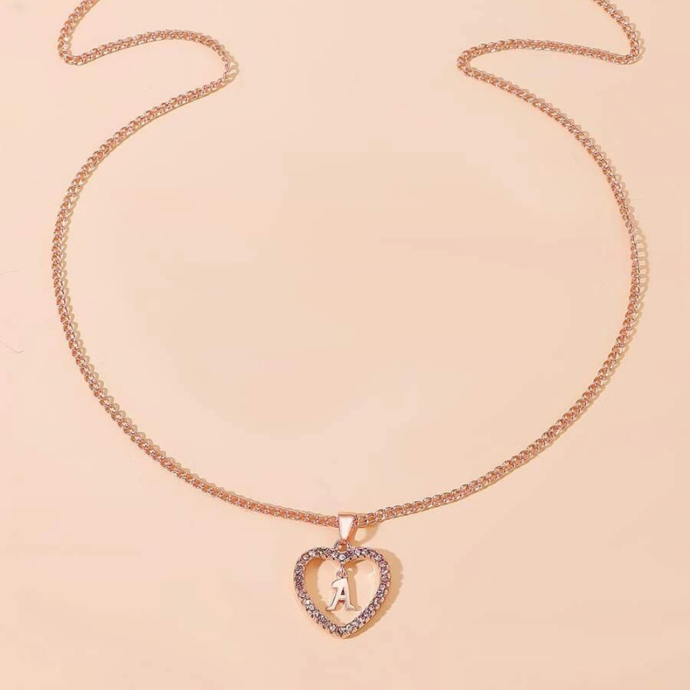 Collar de Corazón con Iniciales de Cristal