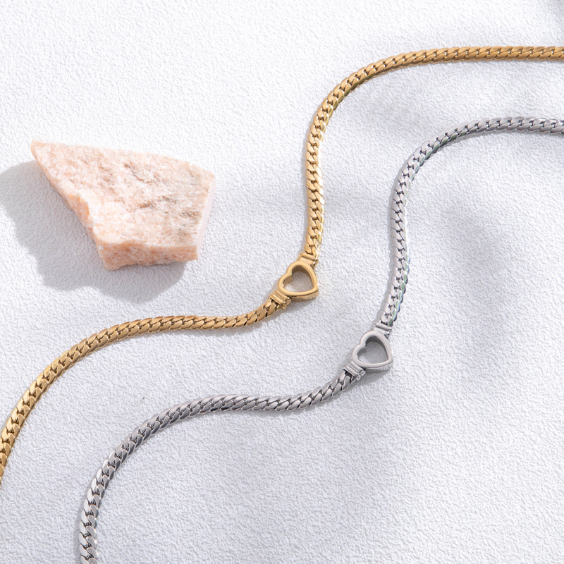Pulsera de Corazón Hueco Dorado - Pulsera de Corazón Abierto