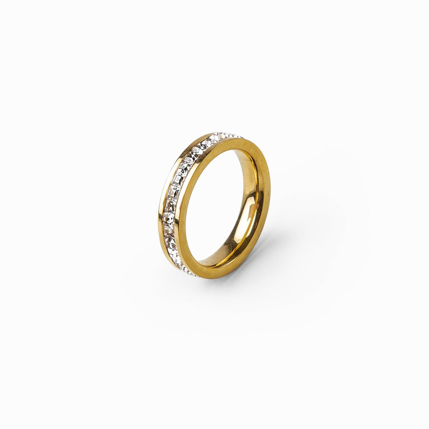 Monaco – Bague Dorée Sertie de Zirconium Étincelant