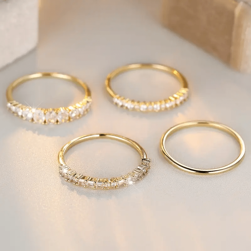 Laura – Anillos Apilables en Circon Dorado 14k