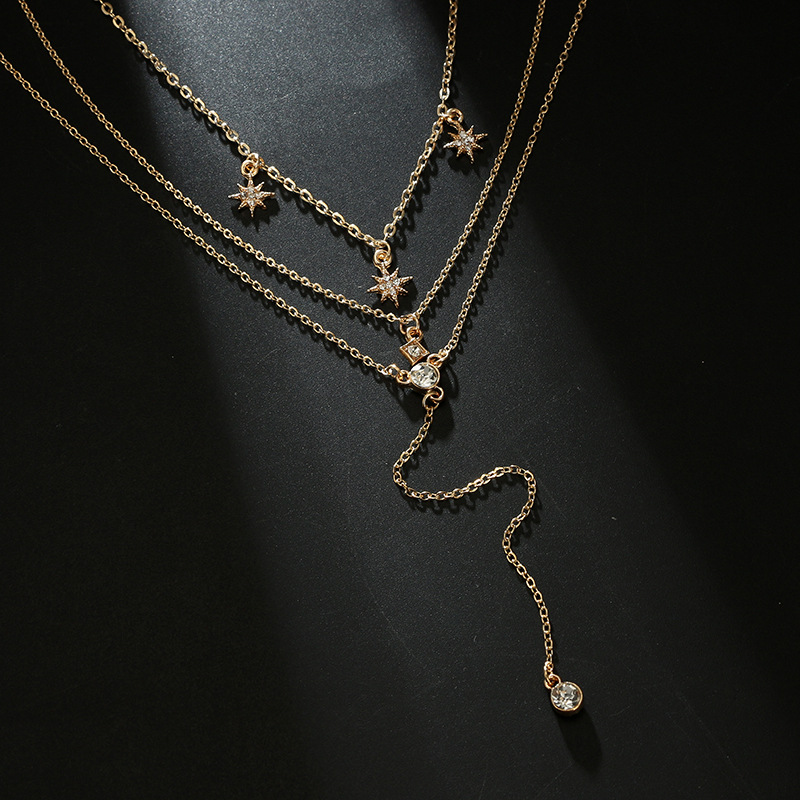 Boho Crystal Star - Collares en capas con charms