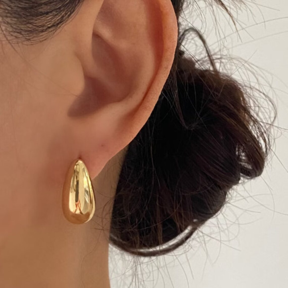 Pendientes de Gota de Agua Gruesa - Pendientes de Oro Grandes
