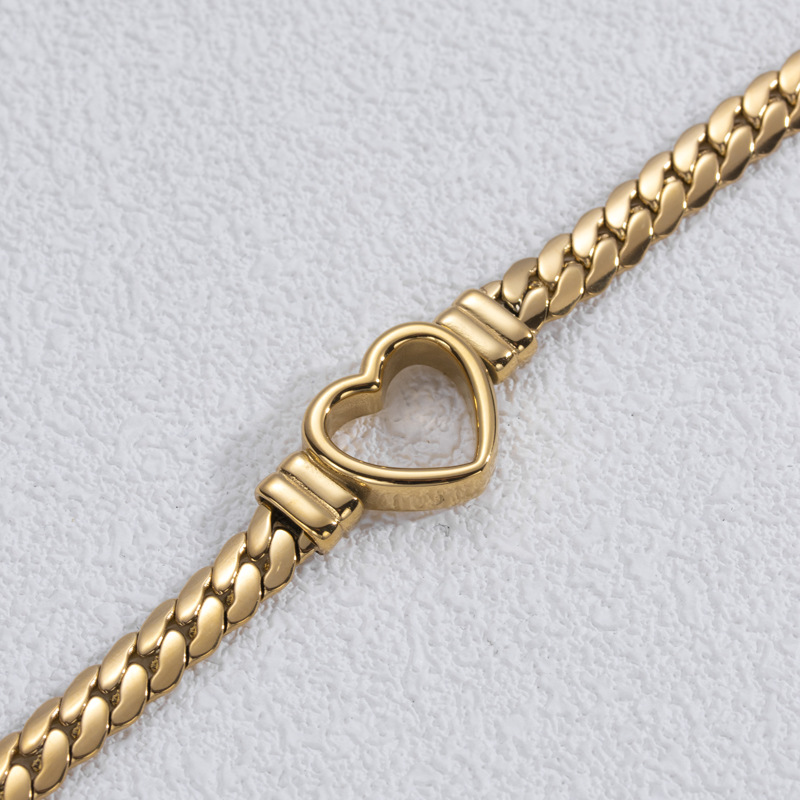 Pulsera de Corazón Hueco Dorado - Pulsera de Corazón Abierto