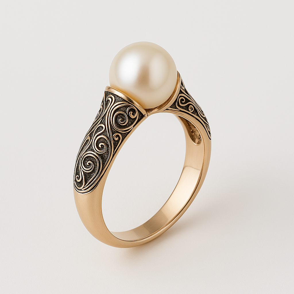 Inaya – Anillo Vintage Dorado con Perla