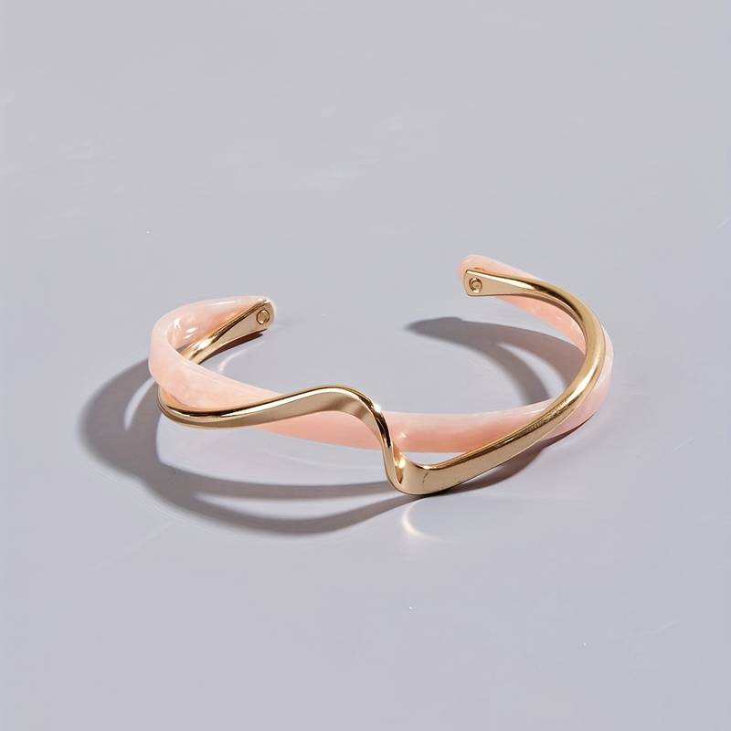 Brazalete ondulado con perlas - Oro 18K chapado