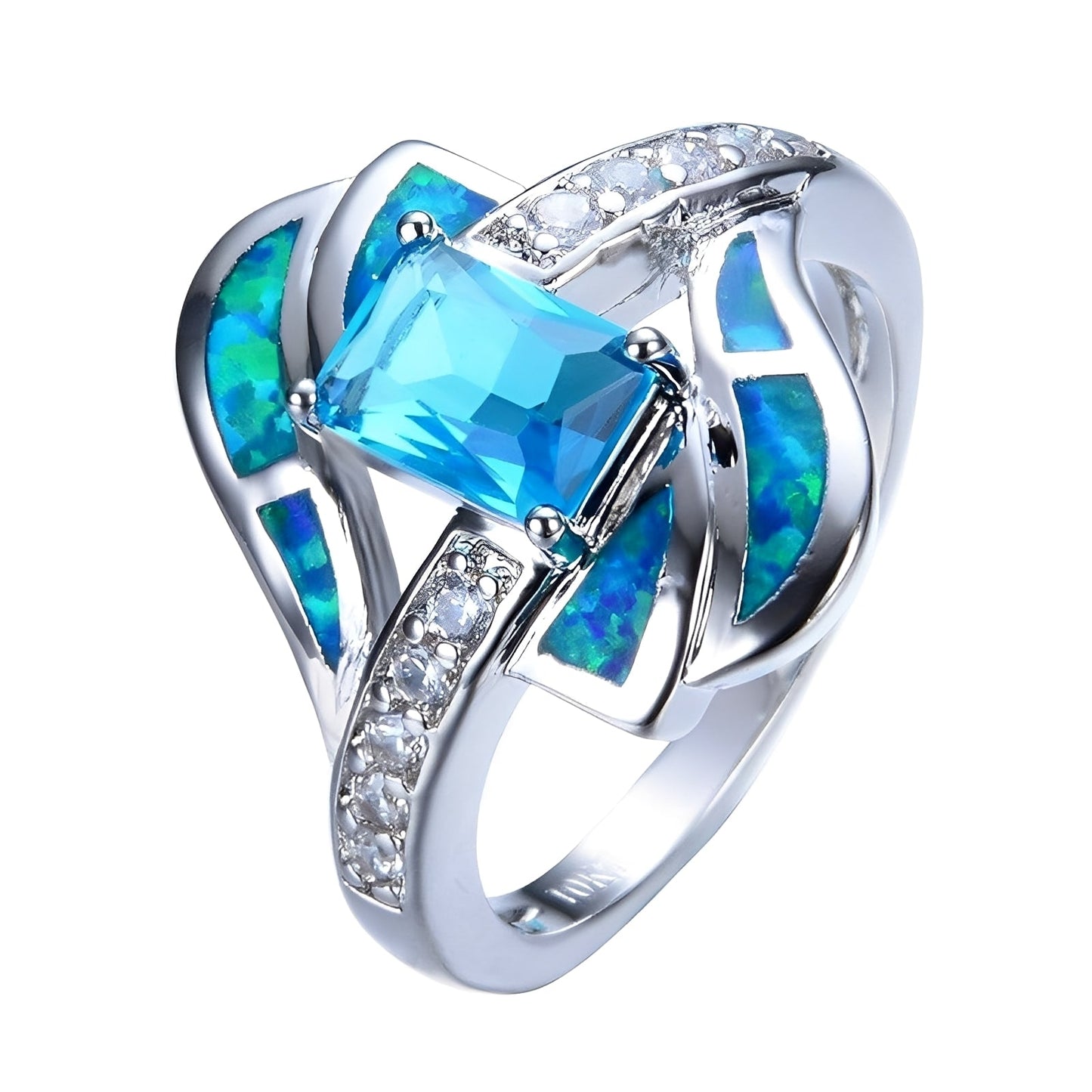 Coralie – Anillo Precioso Zafiro Azul & Ópalo