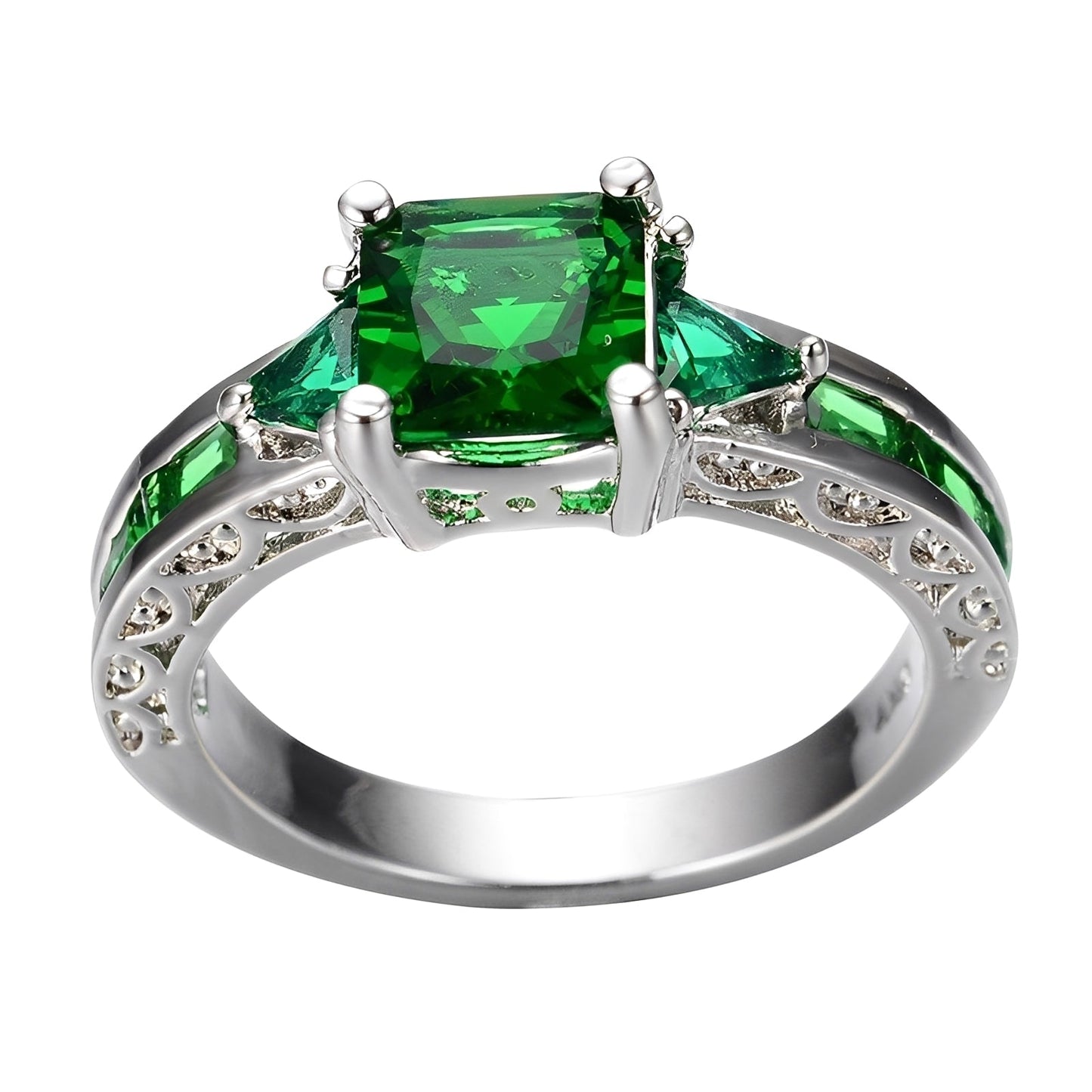 Manon – Anillo Refinado Esmeralda Blanca Dorada