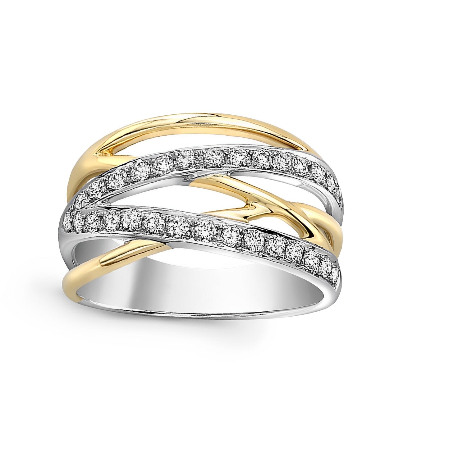Cayenne – Anillo Bicolor con Circonitas Brillantes