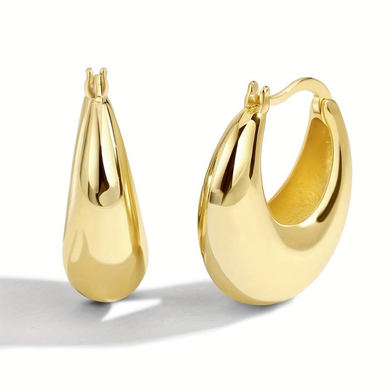 Pendientes Chunky Chapados en Oro de 18K - Pendientes Abiertos Chunky