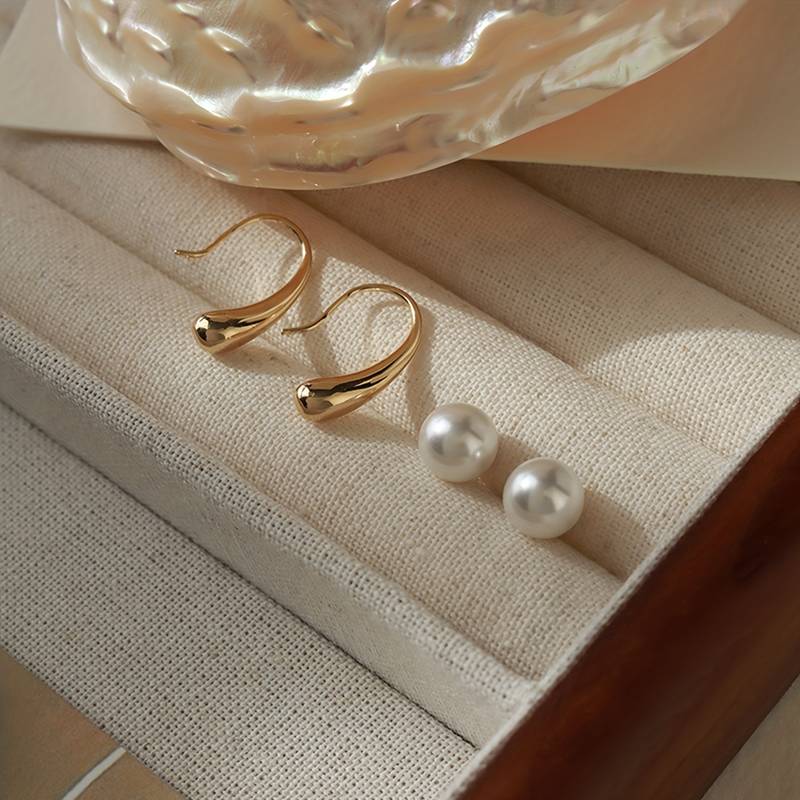 Pendientes de gota de agua con perlas