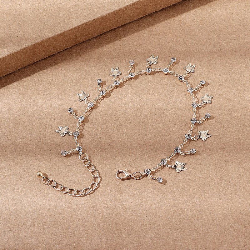 Espejo de mariposa con borlas - Pulsera de tobillo con circonitas