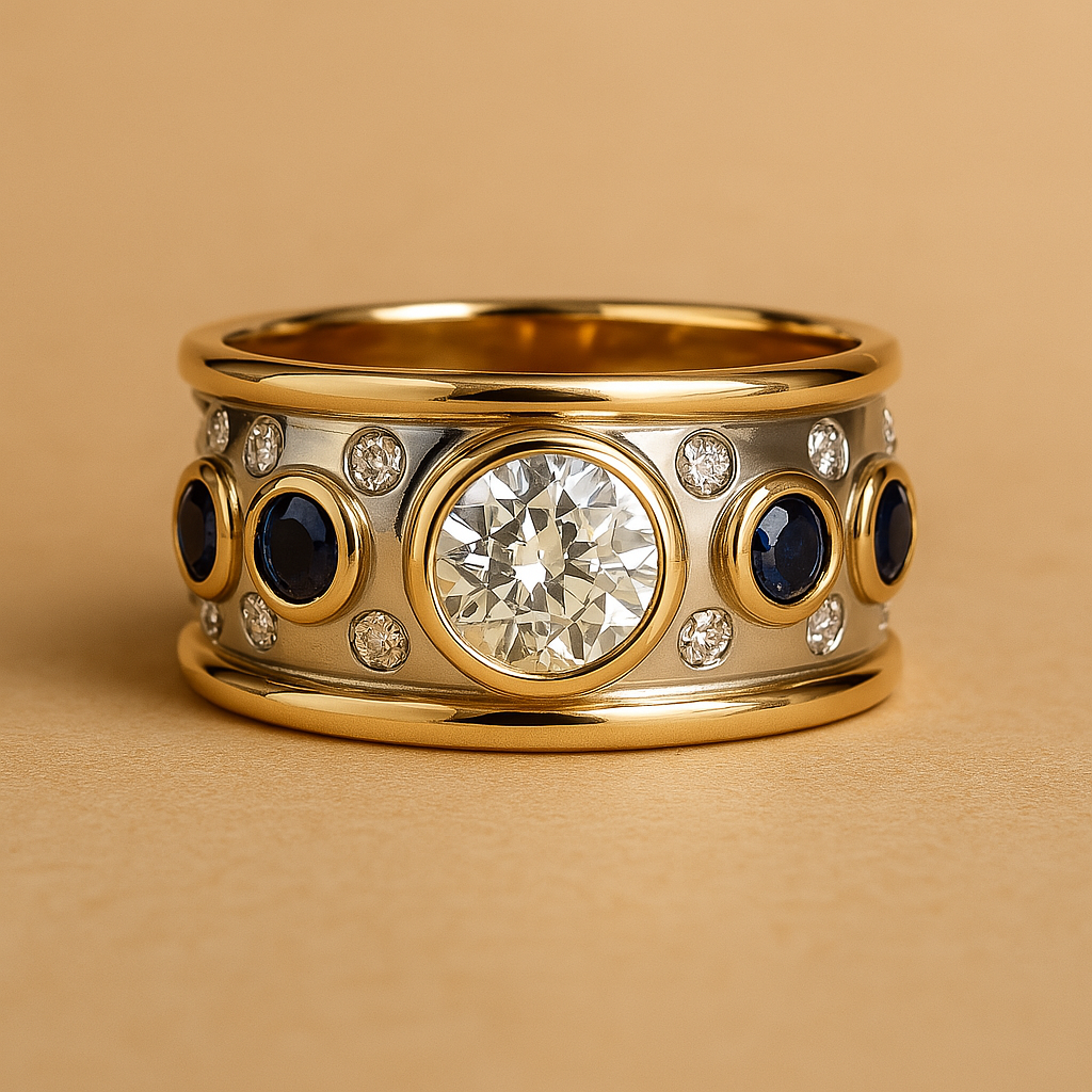 Sylvie – Anillo Vintage Dorado con Circonitas Incrustadas