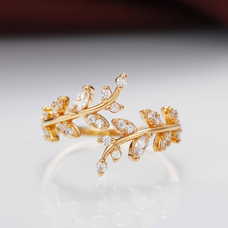 Anillo de Hoja de Rama - Anillo de Hoja de Árbol