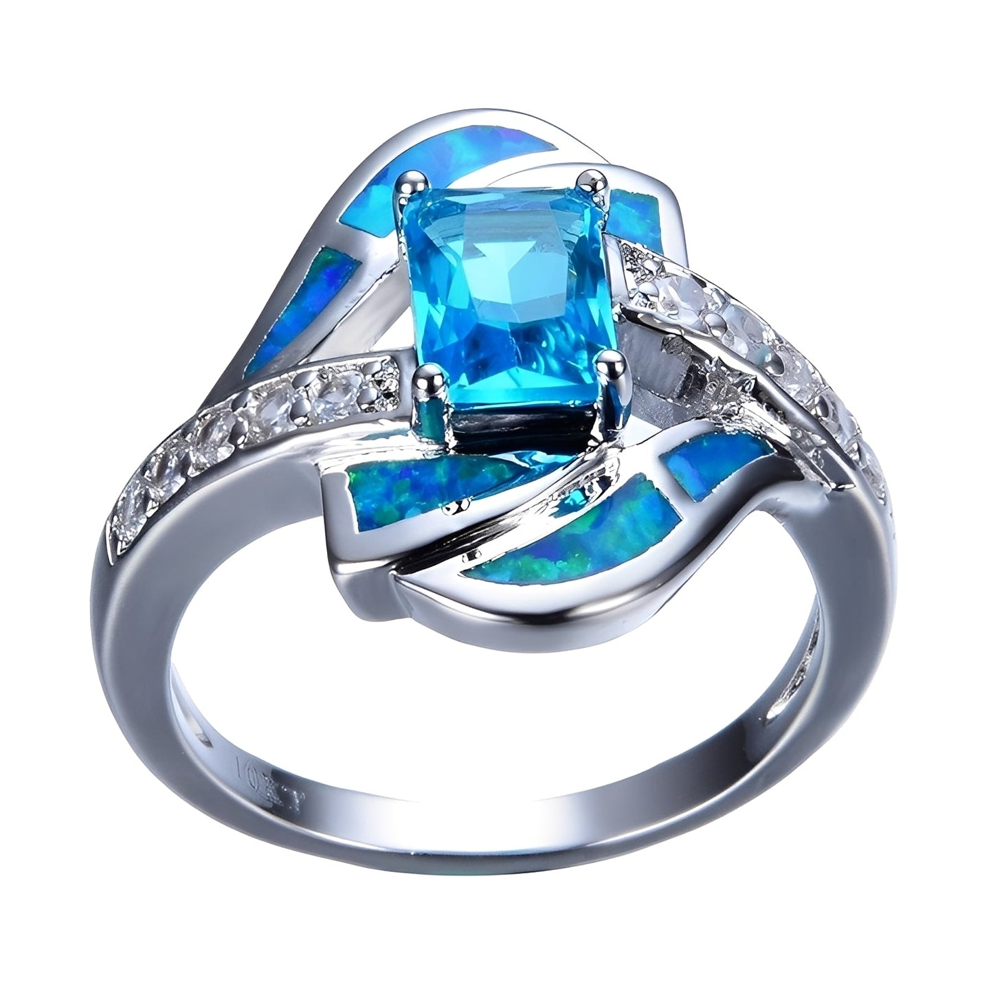 Coralie – Anillo Precioso Zafiro Azul & Ópalo