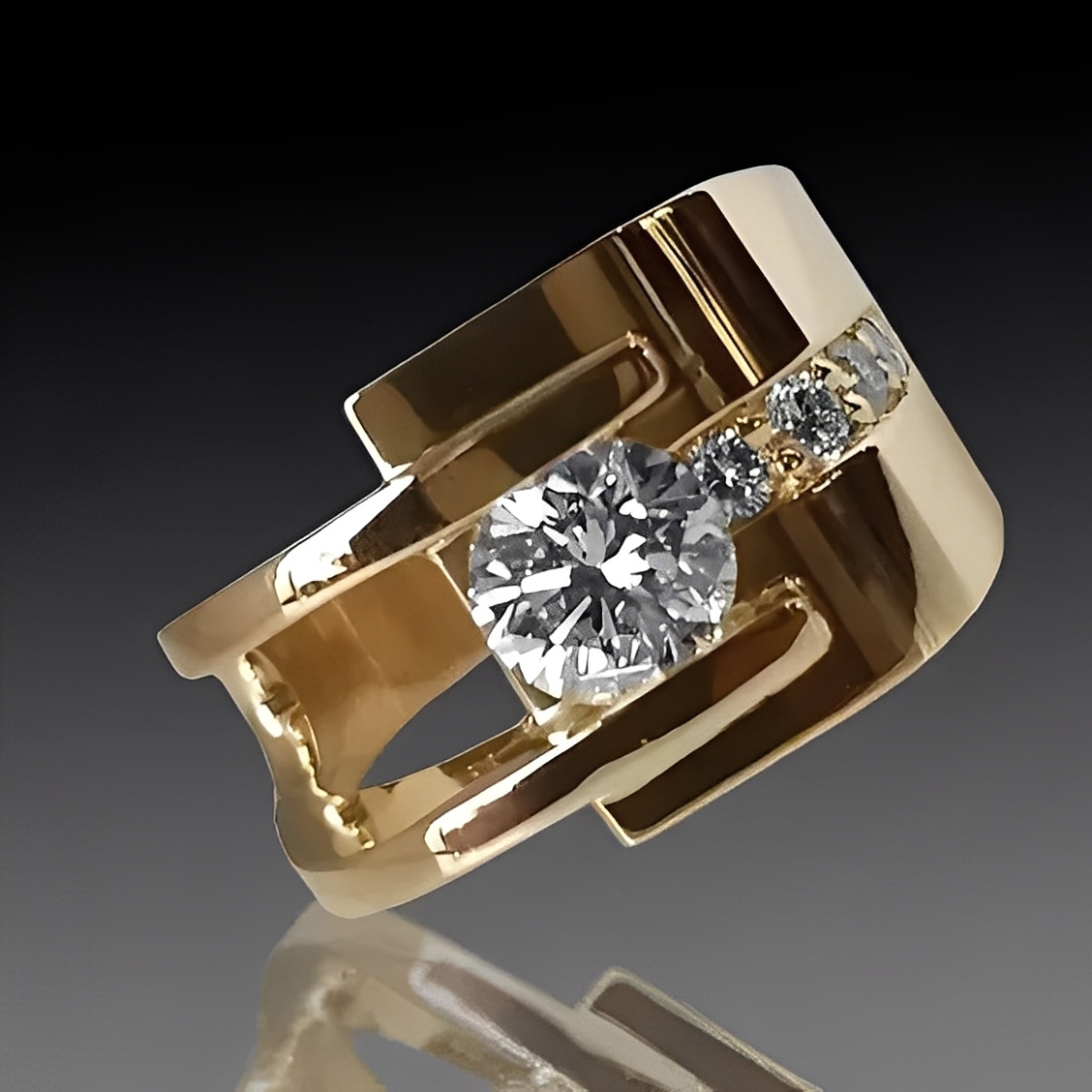 Sharon – Bague Vintage Dorada con Zirconias Irregulares