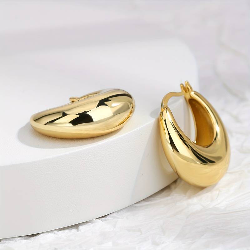 Pendientes Chunky Chapados en Oro de 18K - Pendientes Abiertos Chunky