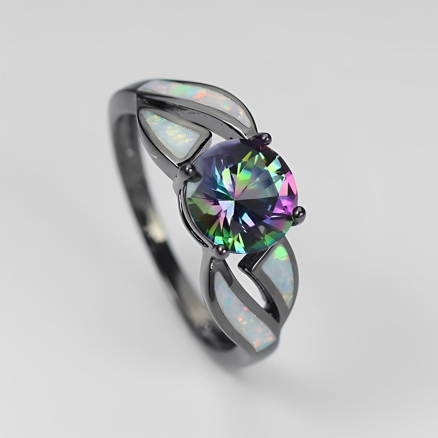 Mirella – Anillo Arcoíris en Ópalo y Topacio