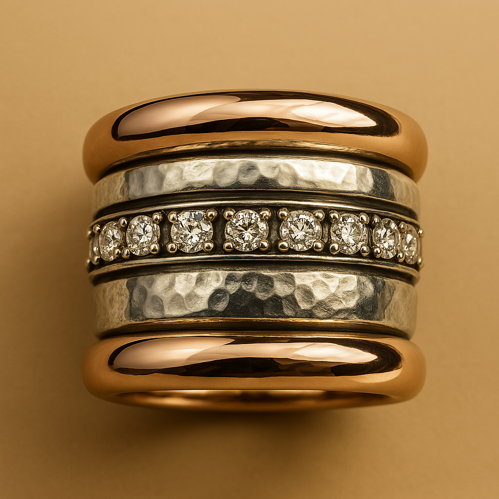 Naelle – Anillo Grueso Vintage con Capas Doradas