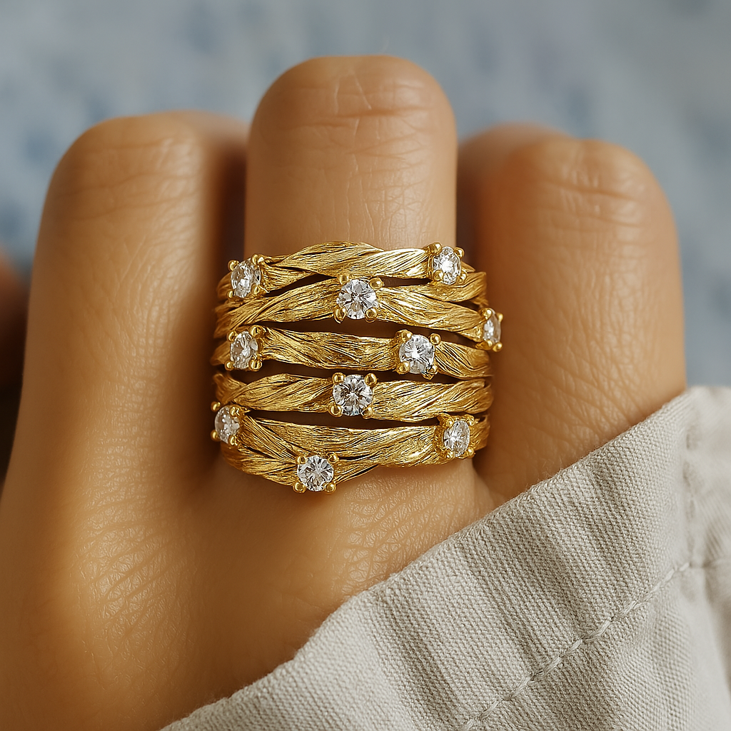 Marisse – Anillo Dorado Estilo Vintage con Brillo Sutil